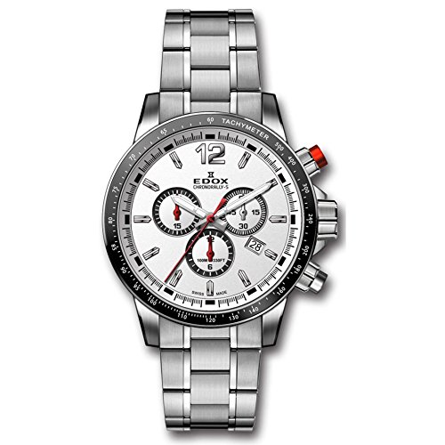 Edox men s chronorally s 44mm steel bracelet & case…