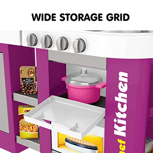 Deluxe Kitchen Playset, Mosunx Kids Play and Pretend Kitchen Set with Sound and Lights,Simulation Cooking Toys for Boys Girls Over 3 Years Old (Purple, for 3Years Old +) - Thumbnail 4