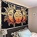 BLEUM CADE Psychedelic Tapestry Indian Moon and Sun with Many Fractal Faces Tapestry Celestial Energy Mystic Tapestries Wall Hanging Tapestry for Bedroom Living Room Dorm (51.2