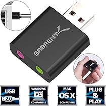 Sabrent Aluminum USB External Stereo Sound Adapter for Windows and Mac. Plug and play No drivers Needed [Black] (AU-EMCB)