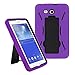 BNY-WIRELESS (TM) Rugged High Impact Hybrid Drop Proof Armor Defender Full-body Protection Case Convertible Built in Stand for Samsung Galaxy Tab 3 Lite T110-PURPLE BLACK