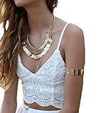 Persun Women's Sexy Floral Sheer Eyelash Lace Spaghetti Strap Crop Cami