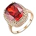 Yoursfs Big Stone Rings For Women Round Red Created Ruby 18K Rose Gold Plated Women's Ring Size 5.5