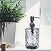 JASAI Diamond Design Glass Soap Dispenser with 304 Rust Proof Stainless Steel Soap Pump, Clear Glass 12 Oz Kitchen Soap Dispenser for Bathroom Accessories, Countertop (Clear Grey)