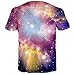RAISEVERN Women's Cosmic Starry Sky Cat Print Graphic Graffiti T Shirt Tops