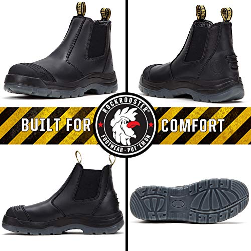 image for ROCKROOSTER Work Boots for Men, 6 inch Steel Toe, Slip On Safety Oiled