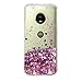 Skmy Moto E4 Case, Liquid Glitter Sparkle Girl Women Cute Clear TPU+Shockproof Hard PC Protective Case for Motorola Moto E4 (Rose Gold)