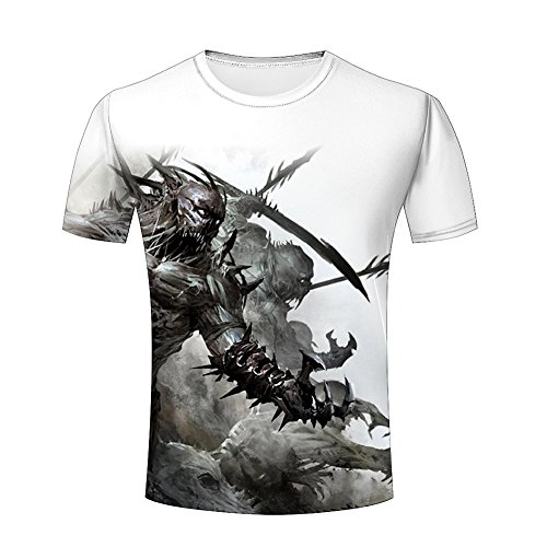 ZeShan Men Summer T-Shirts War Cartoon Monster 3d Print Monster sculpture Casual Polyester Tops XL