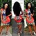 Perman Women Traditional African Print Dashiki Bodycon Sexy Short Sleeve Dress