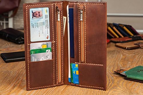 Bi-fold Breast Wallet Brown wallet leather wallet long wallet men wallet big holder travel wallet passport wallet card holder lather organizer phone wallet