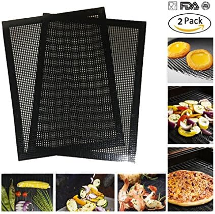 Grill Mesh Mat, LOYEH Non-stick BBQ Tool Rollable Cooking Pan and Allows Smoke to Pass Through Dishwasher safe and Reusable Perfect for Grilled Vegetables, Fish, Fajitas, Shrimp and more
