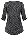 Vivilli Women's Henley V Neck Cuffed Sleeve Space Dyed Casual T Shirt Tops
