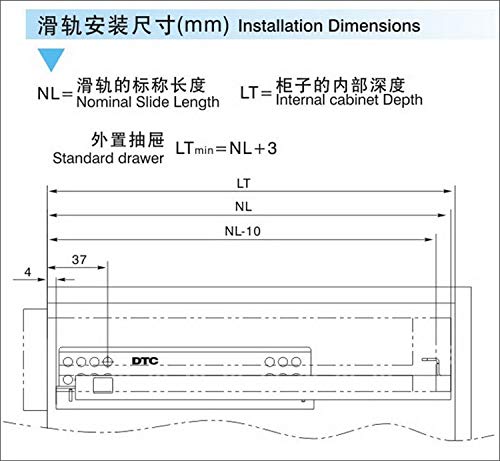 20 500mm Full Extension Under Mount Soft Close Drawer Slide