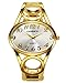 Top Plaza Women Fashion Gold Tone Circle Band Arabic Numeral Scale Bangle Cuff Dress Bracelet Watch