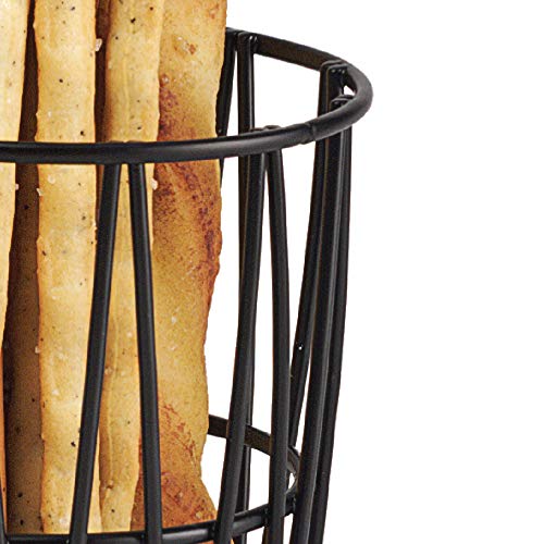 G.E.T. Enterprises Black Round Metal Wire Breadstick Holder Iron Powder Coated Specialty Servingware Collection 4-32038 (Pack of 1)