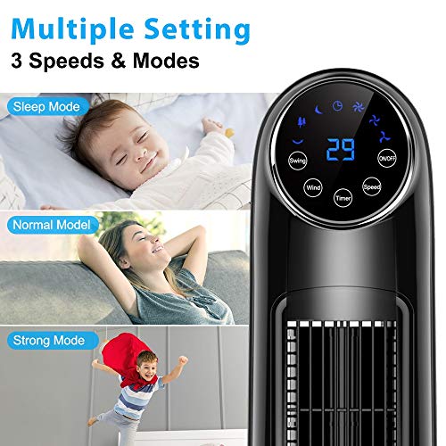 Tower Fan, Air Choice Oscillating Tower Fan with Remote, 48” Bladeless