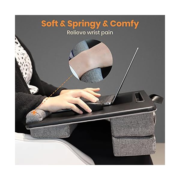 Portable-Laptop-Tray-with-PocketsSlotHandleKlearlook-Height-Adjustable-Waterproof-PVC-Leather-Lap-Desk-with-CushionWrist-PadBed-Sofa-Lap-Table-with-Phone-Tablet-Holder-forNotebook-up-to17-Small Adjustable Lap Desk with Pockets&Slot&Handle-Klearlook PU Leather Height Adjustable Waterproof Lap Desk,Portable…