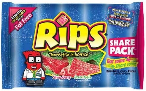 Rips Bite Size Licorice Piece, 3.2 Ounce -- 144 per case.