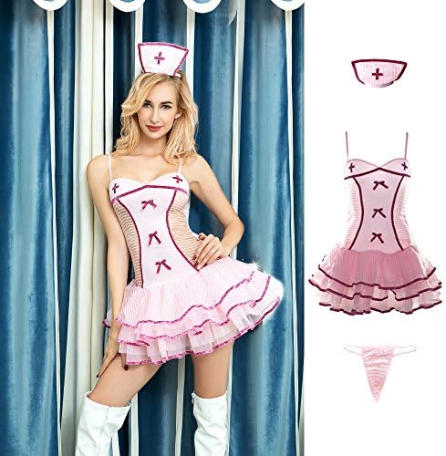 Sexy Nurse Costume Outfit Tutu Lingerie Uniform Playwear(hot Pink)