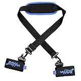 BOffer Ski and Pole Carrier Strap with Cushioned Velcro Holder + Shoulder padded, Adjustable Hook and Loop Thick Handle Boot Sling - EASY to Carry,Store