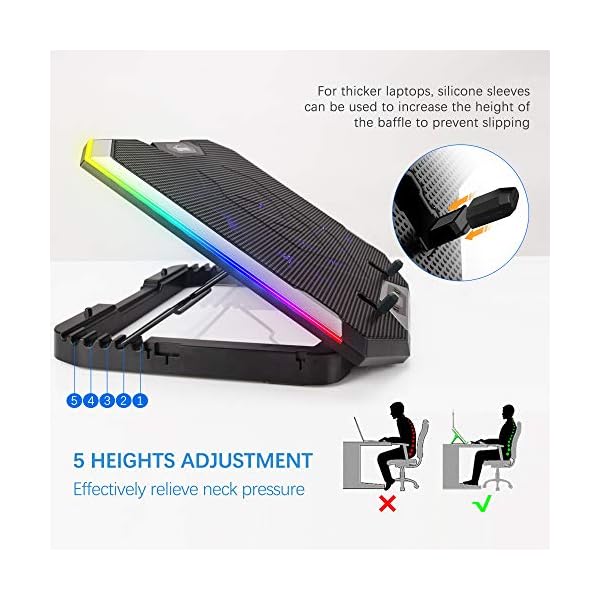 TopMate-C11-Laptop-Cooling-Pad-11-173-RGB-Gaming-Laptop-Cooler-High-Speed-6-Fans-Cooling-Stand-5-Adjustable-Hight-Phone-Stand-and-2-USB-Ports TopMate C11 Laptop Cooling Pad RGB Gaming Notebook Cooler, Laptop Fan Stand Adjustable Height with 6 Quiet Fans and…
