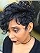 RUISENNA Short Curly Wavy Wigs for Black Women With Side Fashion Bangs Synthetic Hair Black Full Wigs Heat Resistant Fiber Wig