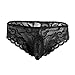 FEESHOW Sexy Men's Lace Briefs Sissy Pouch Underwear Crossdress Panties Lingerie Black X-Large (Waistline 29.0-46.0
