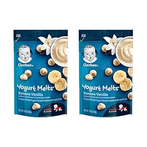 Gerber Yogurt Melts, Banana Vanilla, Freeze-Dried Yogurt Snack Made with Real Fruit, 1 OZ (Pack of 2)