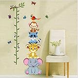 Height Measurement Growth Chart Tree Cute Monkey and Owls Wall Vinly Decal Decor Sticker Removable Super for Nursery Playroom Girls and Boys Children's Bedroom