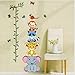 Height Measurement Growth Chart Tree Cute Monkey and Owls Wall Vinly Decal Decor Sticker Removable Super for Nursery Playroom Girls and Boys Children's Bedroom