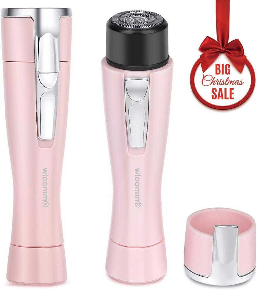 Painless Hair Removal for Women Wloomm Portable Waterproof Electric Facial Hair Remover Epilator for Face Lip Body Chin and Cheek Hair Pink