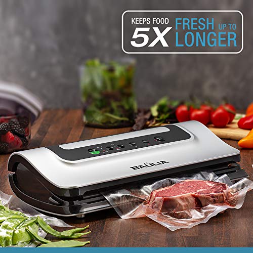 Baulia Automatic Vacuum Food Sealer - Air Sealing Machine for Food Preservation, Compact Design, Silver