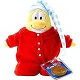 Disneys Club Penguin Series 2 Red Pajama Limited Edition 6.5 Plush (Includes Coin with Code)