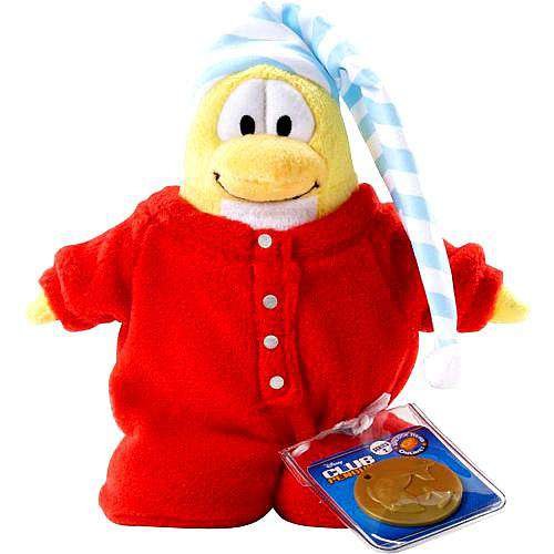 Disneys Club Penguin Series 2 Red Pajama Limited Edition 6.5 Plush (Includes Coin with Code)