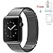 Eoso Stainless Steel Replacement Smart Watch Band Link Bracelet with Double Button Folding Clasp for 42mm Apple Watch All Model(Bracelet Black,42mm)
