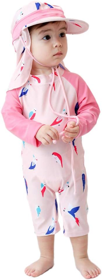 Dalary Baby Young Girls UPF 50+ Sun Protection Quick-Dry Swimsuits with Hat