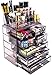 Sorbus Clear Cosmetic Makeup Organizer - Make Up & Jewelry Storage, Case & Display - Spacious Design - Great Holder for Dresser, Bathroom, Vanity & Countertop (3 Large, 4 Small Drawers) [Purple]