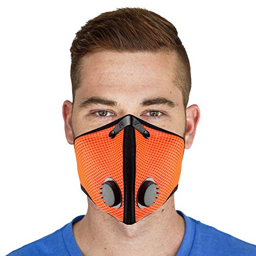M2 Mesh Dust/Pollution Mask for Air Filtration by RZ Mask w/2 Filters - Safety Orange - X-Large