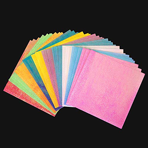 Origami Paper, 100 Sheet Shiny Single Sided 10 Rainbow Color Square Folding Paper Pack for Crane, Stars, Airplanes, Planes, Animals Kids Arts and DIY Crafts,Decoration Paper-6 inch(100-Glitter) - Thumbnail 6