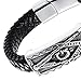 OIDEA Mens Wide Leather Braided Bracelet Stainless Steel Free Mason Claps 8.3in