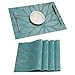 HEBE Blue Placemats Set of 4,Heat-Resistant Kitchen Table Mats Washable Placemats Non-Slip Crossweave Woven Vinyl Placemat for Dining Table