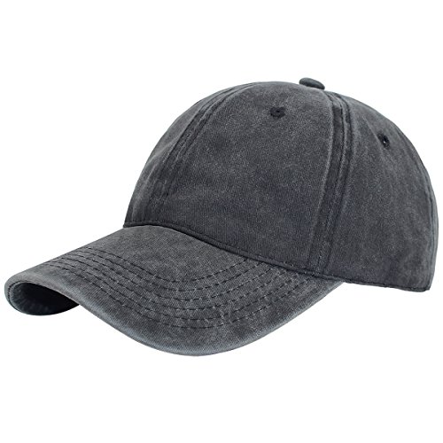 Hippih Classic Unisex Baseball Cap Vintage Washed Dyed Cotton Twill Low Profile Adjustable Baseball Cap(Black)