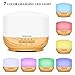 Komake Essential Oil Diffuser, 500ml Ultrasonic Cool Mist Humidifier Aromatherapy Diffuser with Adjustable Mist Mode,Waterless Auto Shut-Off,4 Timer Setting&7 Colors Changing for Home Office Bedroom