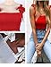 KAMISSY Women's Frill Smocked Crop Tank Top Tie Shoulder Strap Vest