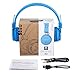 Kids Bluetooth Headphones Foldable Volume Limiting Wireless/Wired Stereo On Ear HD Headset with SD Card FM Radio In-line Volume Control Microphone for Children Adults (Blue)thumb 1