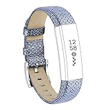 Henoda Leather Bands for Fitbit Alta HR and Fitbit Alta Strap Style,Small Large (Blue)