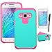Samsung Galaxy J1 (Samsung J100) Phone Case, Luxca (Tm) Samsung Galaxy J 1 (Samsung J 100) (verizon) Hybrid Heavy Duty Rugged Impact Advanced Armor Soft Silicone Cover Hard Snap On Astronoot Case + Clear LCD Screen Protector + Luxca (Tm) Stylus Pen (Teal / Pink Astronoot)
