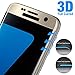 Galaxy S7 Edge Screen Protector, 3D Curved Full Coverage 9H Hardness Glass Film Tempered Free Bubble Anti Scratch Ultra Clear HD Screen Cover for Samsung S7 Edge -Lifetime Replacement (Gold)