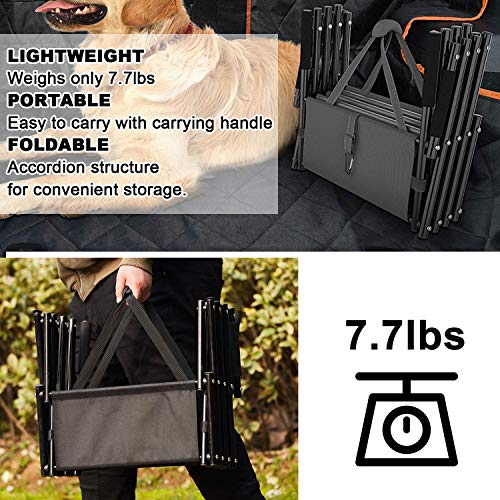 charaHOME Dog Stairs Steps for Car Foldable Metal Frame Pet Stairs Dog Ramps for Large Dogs SUV and Trucks Lightweight Portable Dog Ladder for Couch and High Bed 4 Steps Supports 100lbs - Thumbnail 2