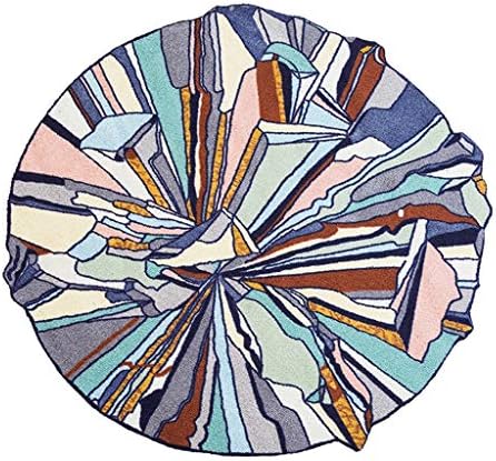 WYNZYDT Creative Round Carpet, Geometric Graffiti Bedside Blanket Studying Room Carpet Shaped Style Mat Experience 3D Feel Multi Size (Size : 1m in Diameter)